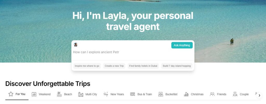 Ai travel planner Layla. Picture source: layla.ai