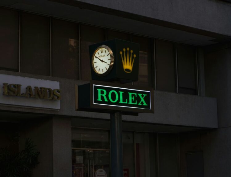 Rolex logo on a sign