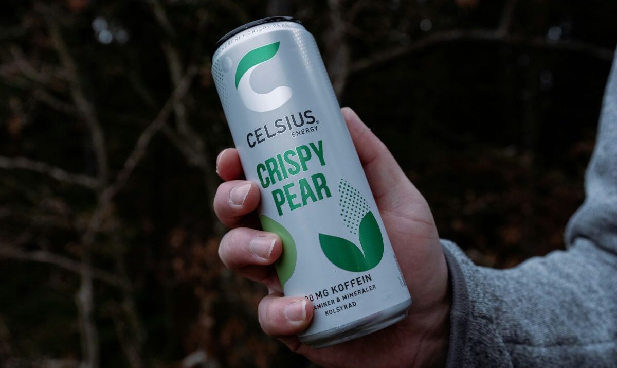 Someone holding Celsius energy drink