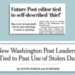 Headlines from the June 17 editions of the Washington Post (top) and New York Times.\Axios