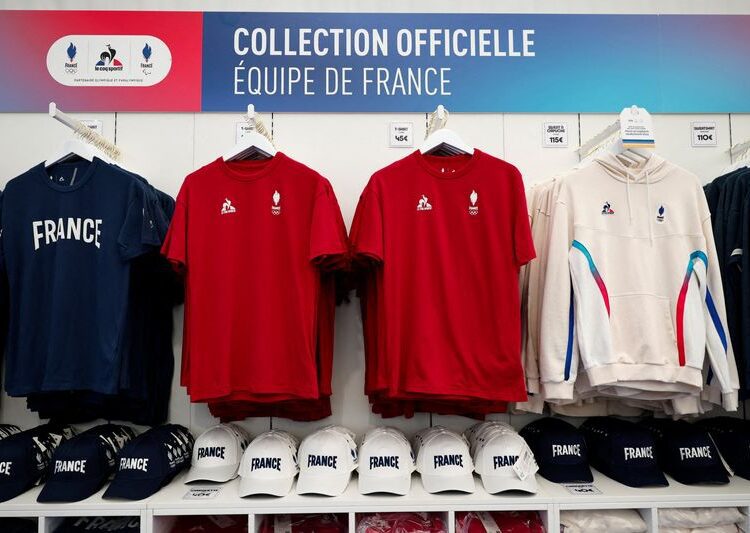 Paris 2024 Olympics - Paris 2024 holds visit of Champs-Elysees Olympics megastore - Paris, France - June 27, 2024 A general view of merchandise inside the megastore REUTERS/Gonzalo Fuentes/File Photo