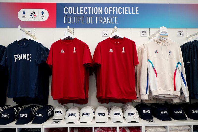 Paris 2024 Olympics - Paris 2024 holds visit of Champs-Elysees Olympics megastore - Paris, France - June 27, 2024 A general view of merchandise inside the megastore REUTERS/Gonzalo Fuentes/File Photo