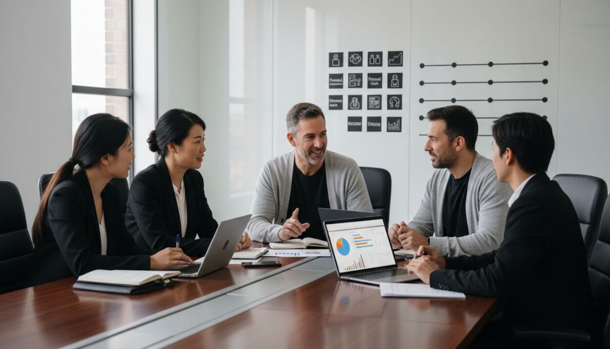 diverse financial planning teamwork