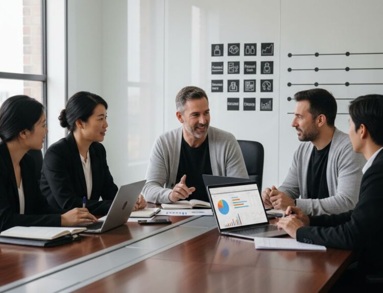 diverse financial planning teamwork