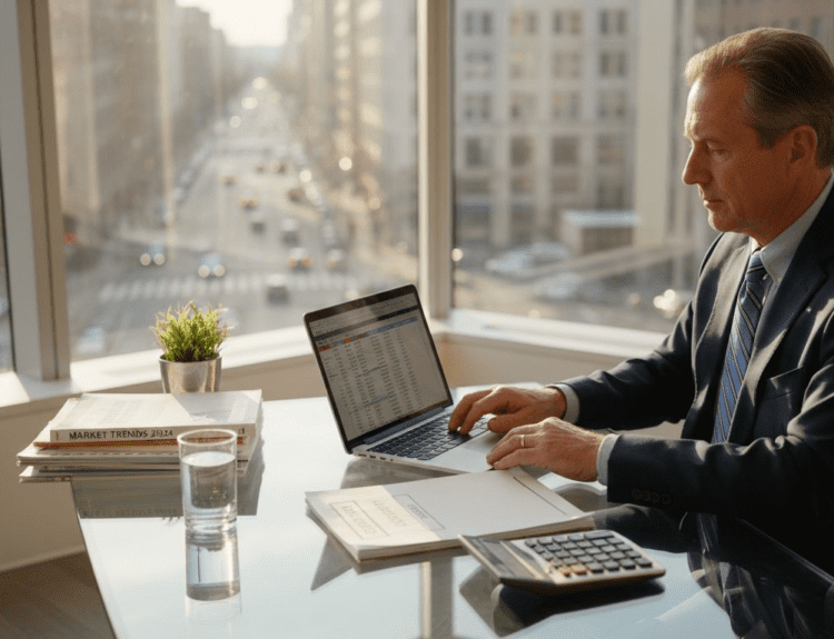 Financial advisor working in city office