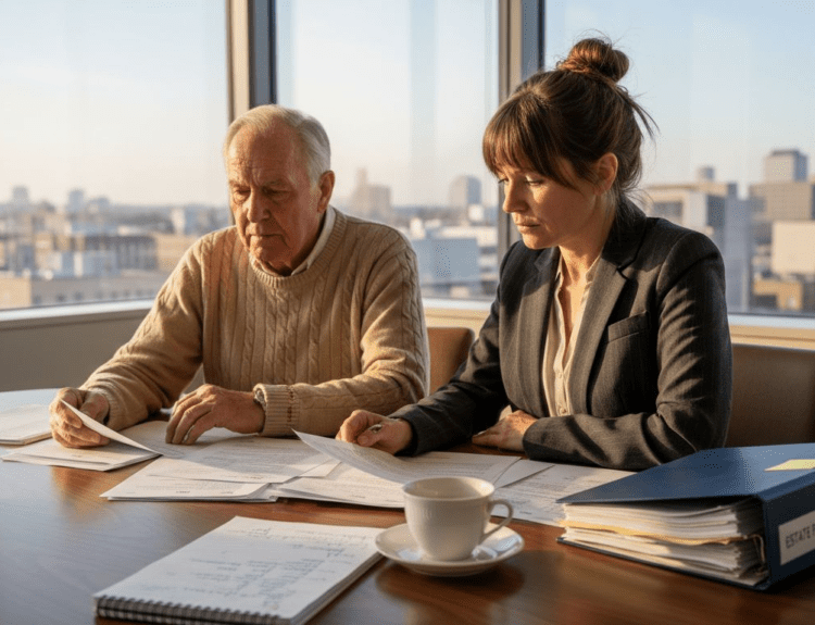 Family reviewing generational wealth documents
