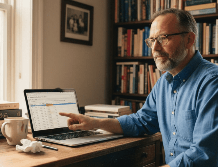 Investor tracking dividends in home office