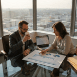 Investment managers reviewing inflation impact together