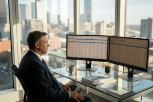 Portfolio manager in bright investment office