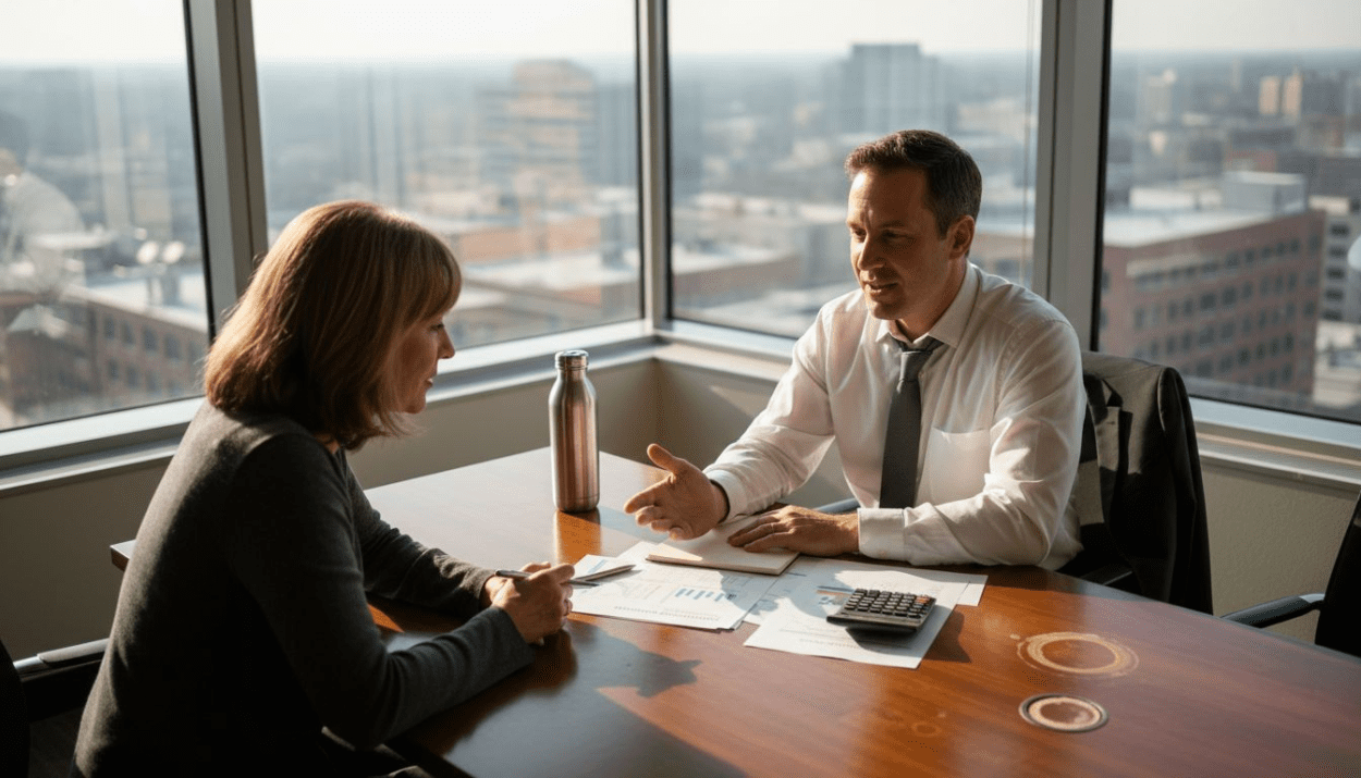 Advisor discusses mutual fund fees with clients