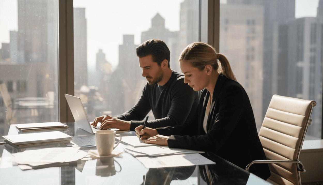 Analysts discussing liquidity in finance meeting