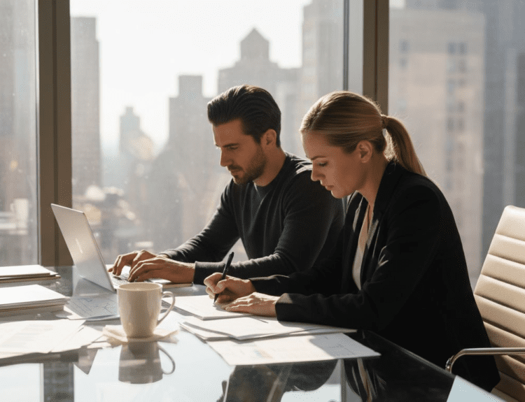 Analysts discussing liquidity in finance meeting