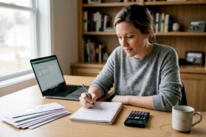 Woman planning personal financial milestones
