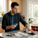 Man deciding between credit and debit card