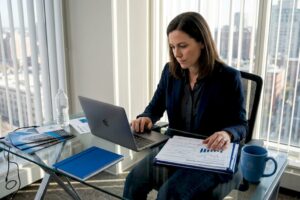 Investor reviewing real estate investment documents