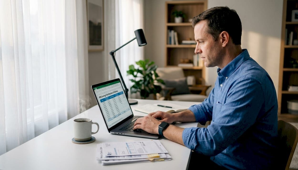 Man planning HSA savings in home office