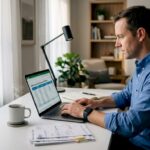Man planning HSA savings in home office