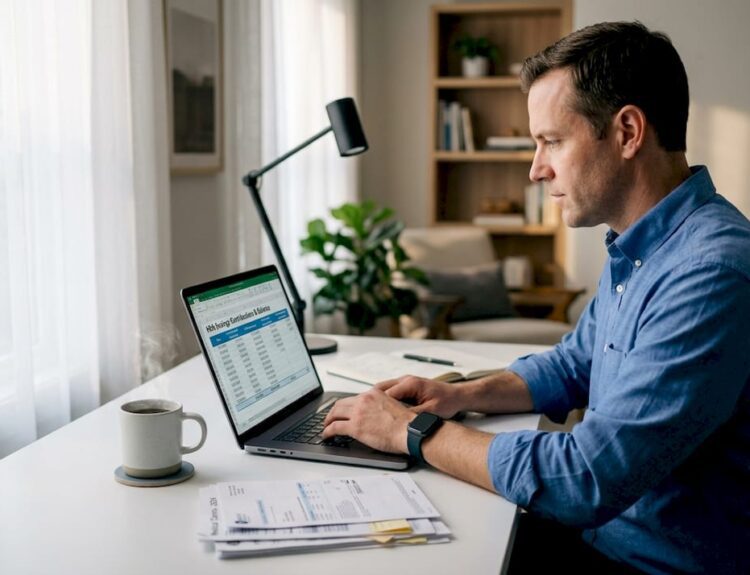 Man planning HSA savings in home office