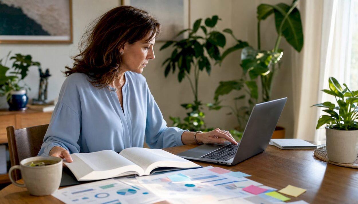 Accountant reviewing inflation financial documents