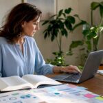 Accountant reviewing inflation financial documents