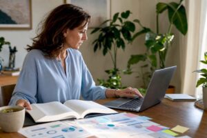 Accountant reviewing inflation financial documents