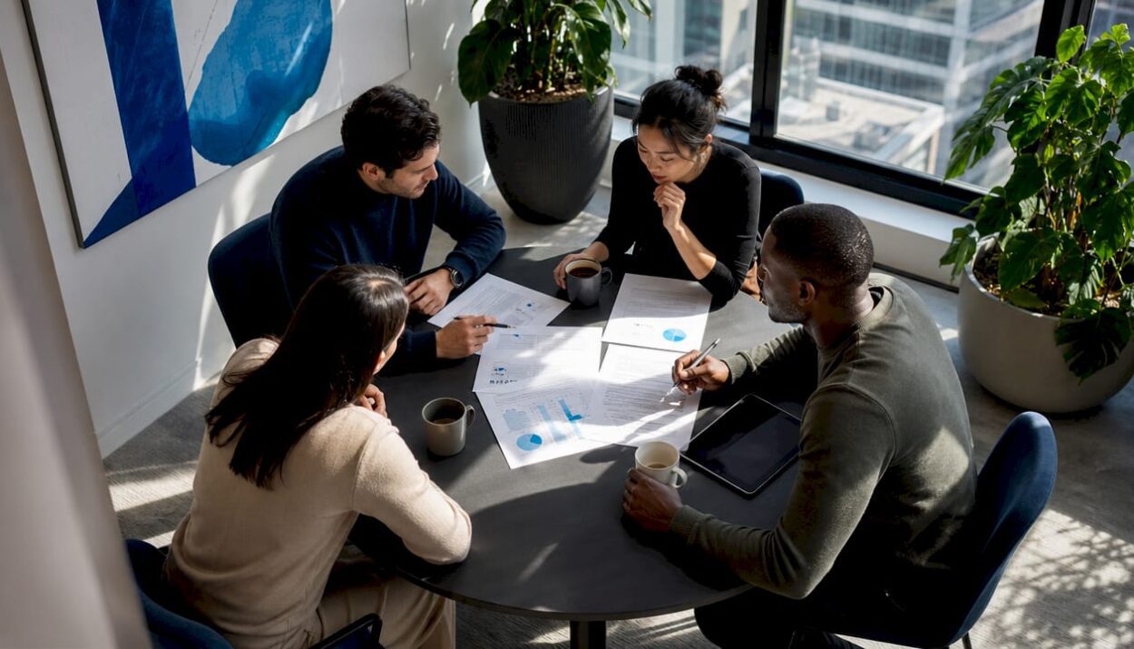 Policy analysts discussing universal basic income proposals