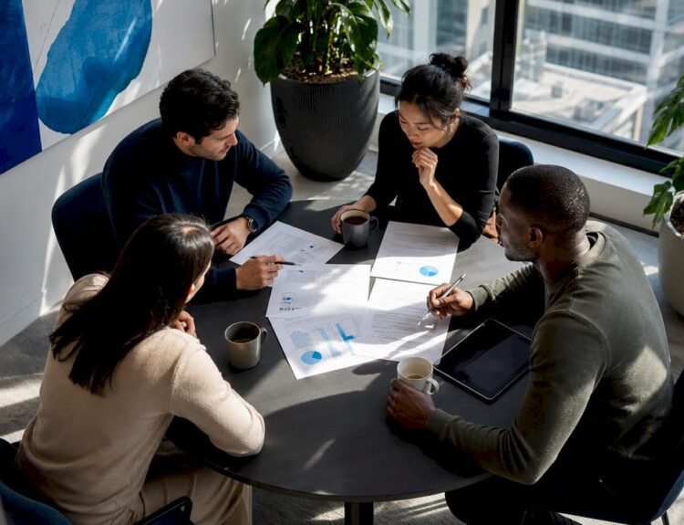 Policy analysts discussing universal basic income proposals