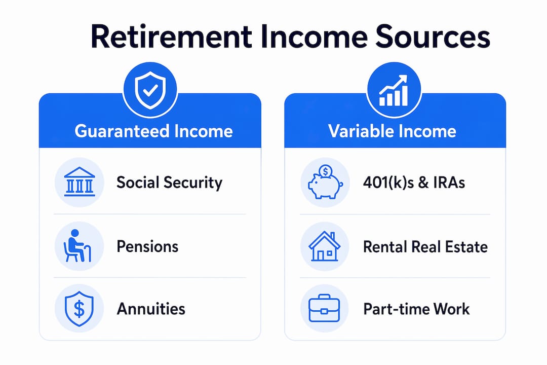 Infographic comparing guaranteed and variable retirement income