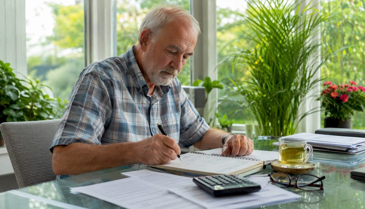 Retiree reviewing tax planning documents