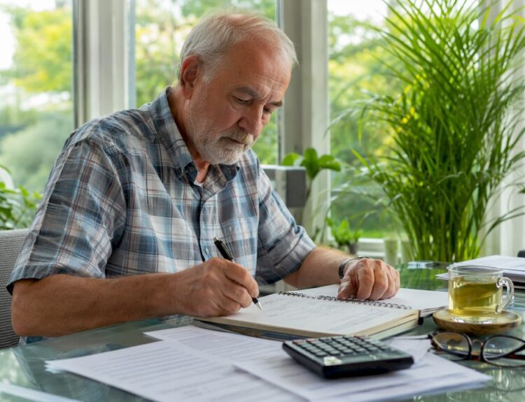 Retiree reviewing tax planning documents