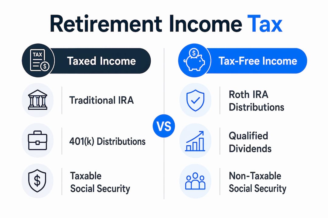 Infographic comparing taxed and tax-free retirement income