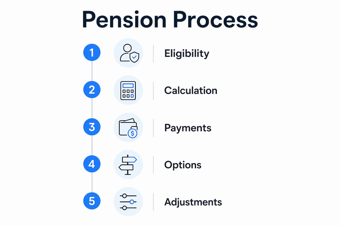 Infographic showing retirement pension process steps