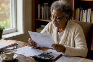 Woman reviewing Social Security benefits statement