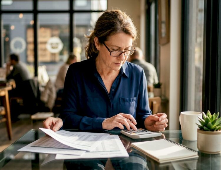 Investor reviewing dividend stock reports at home desk