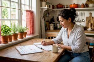 Woman doing budgeting in home office