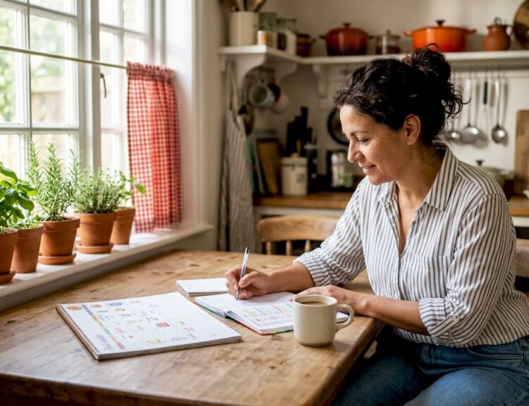 Woman doing budgeting in home office