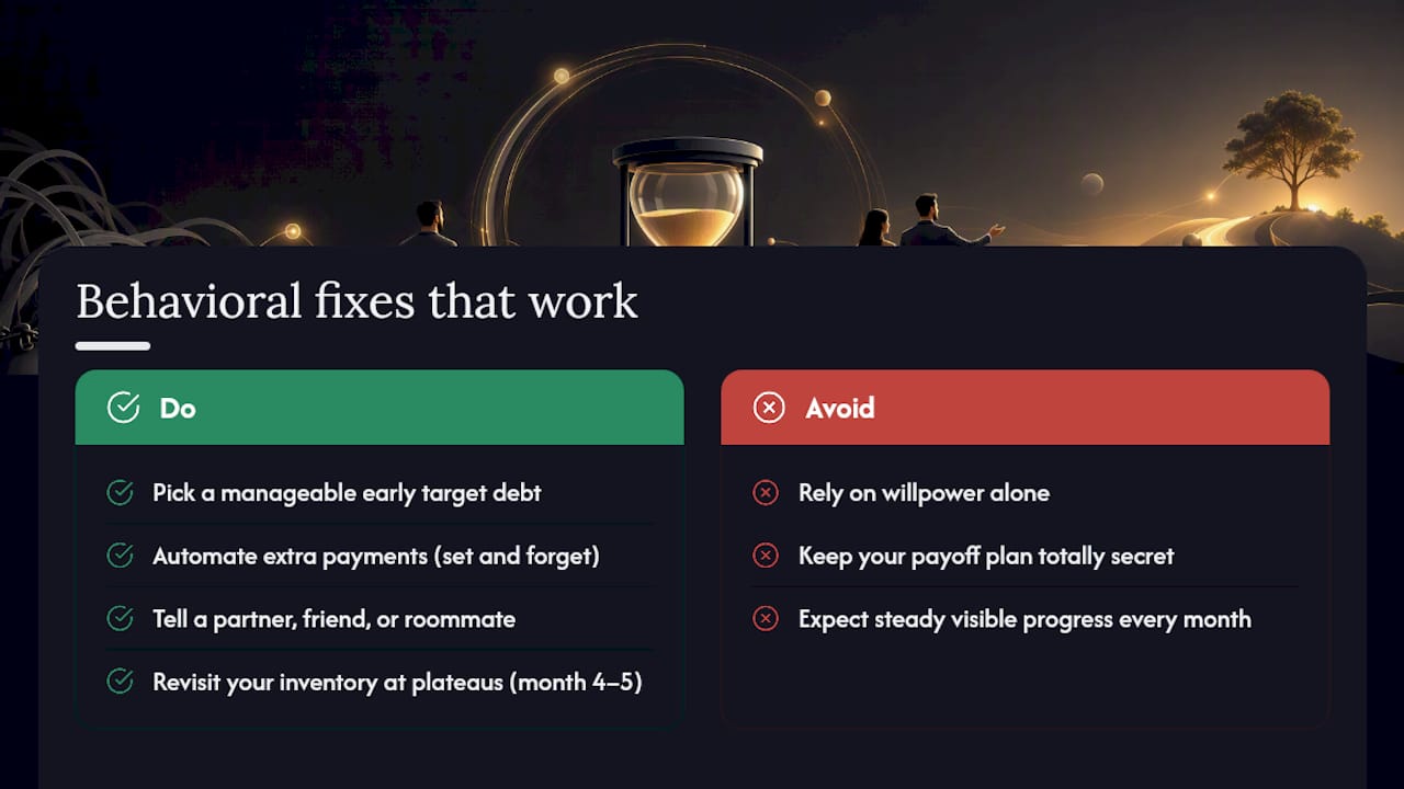 Why Willpower Alone Won't Get You Debt Free — overview diagram