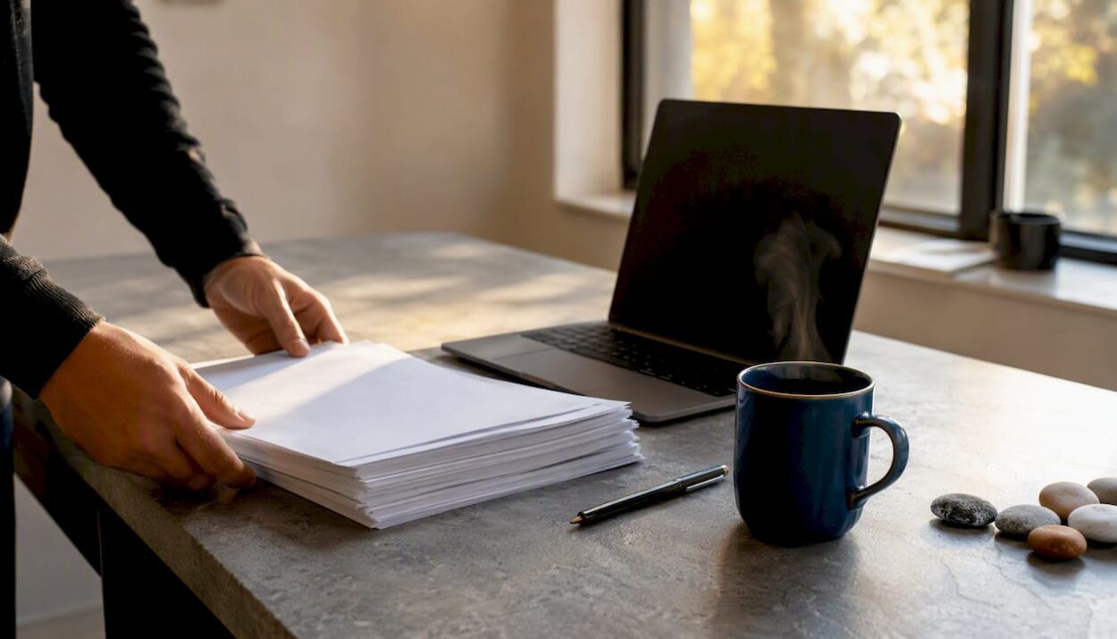 Freelancer preparing proposal documents