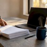 Freelancer preparing proposal documents