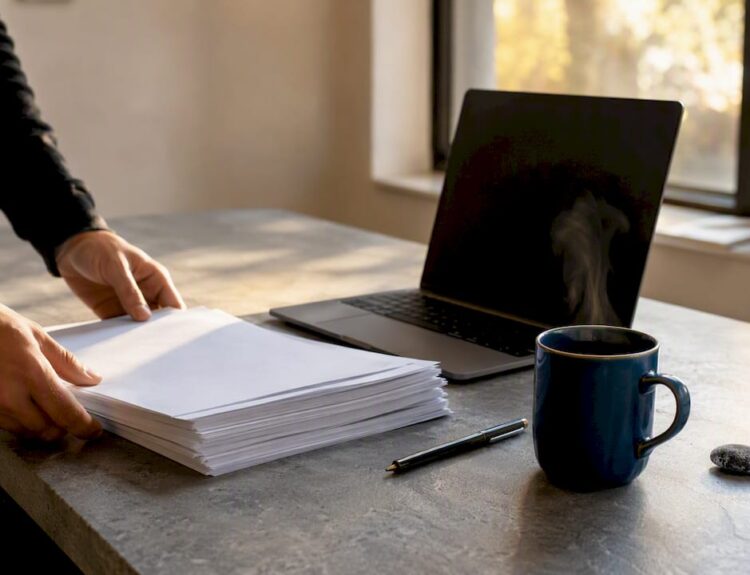 Freelancer preparing proposal documents