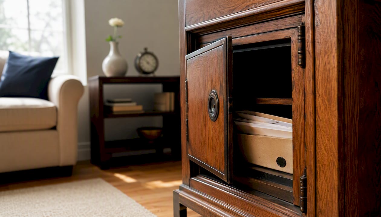 Safe with home ownership documents inside
