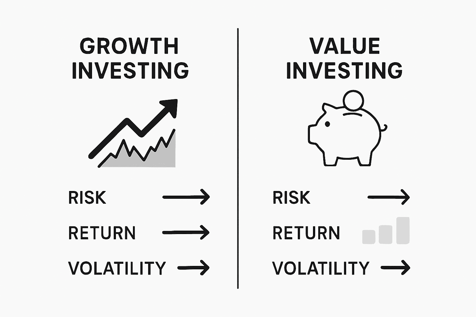 Infographic comparing growth and value risk returns