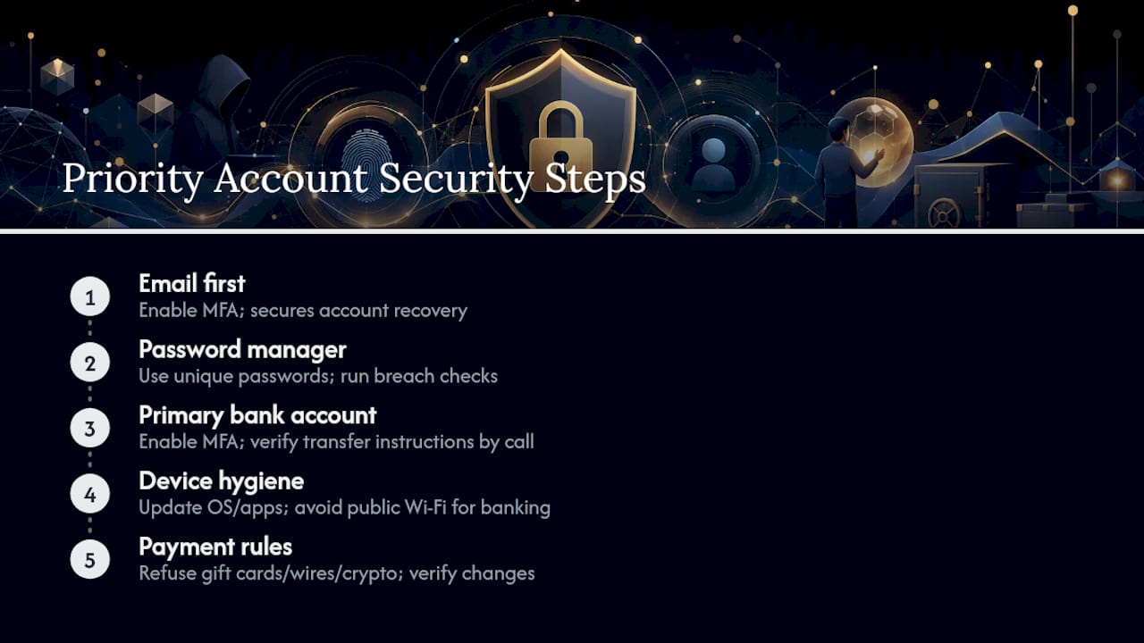 Diagram showing staged account security priorities