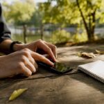 Hands setting automatic savings transfer on phone