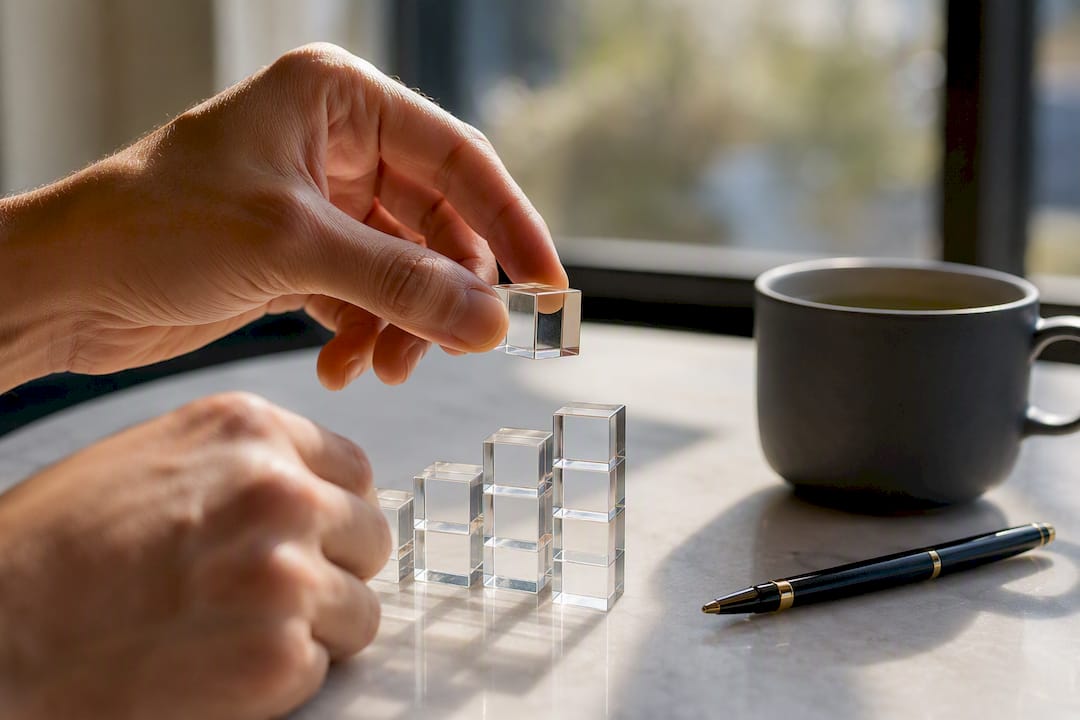 Acrylic blocks representing fractional shares