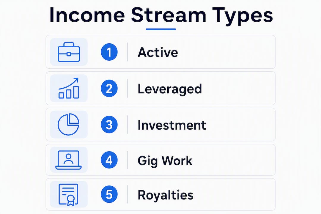 Infographic illustrating types of income streams