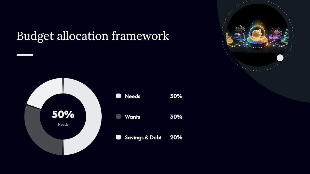 Diagram of 50/30/20 budget allocation