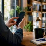 Hands setting up smartphone authentication