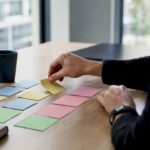 Hands arranging reasoning cards on a table