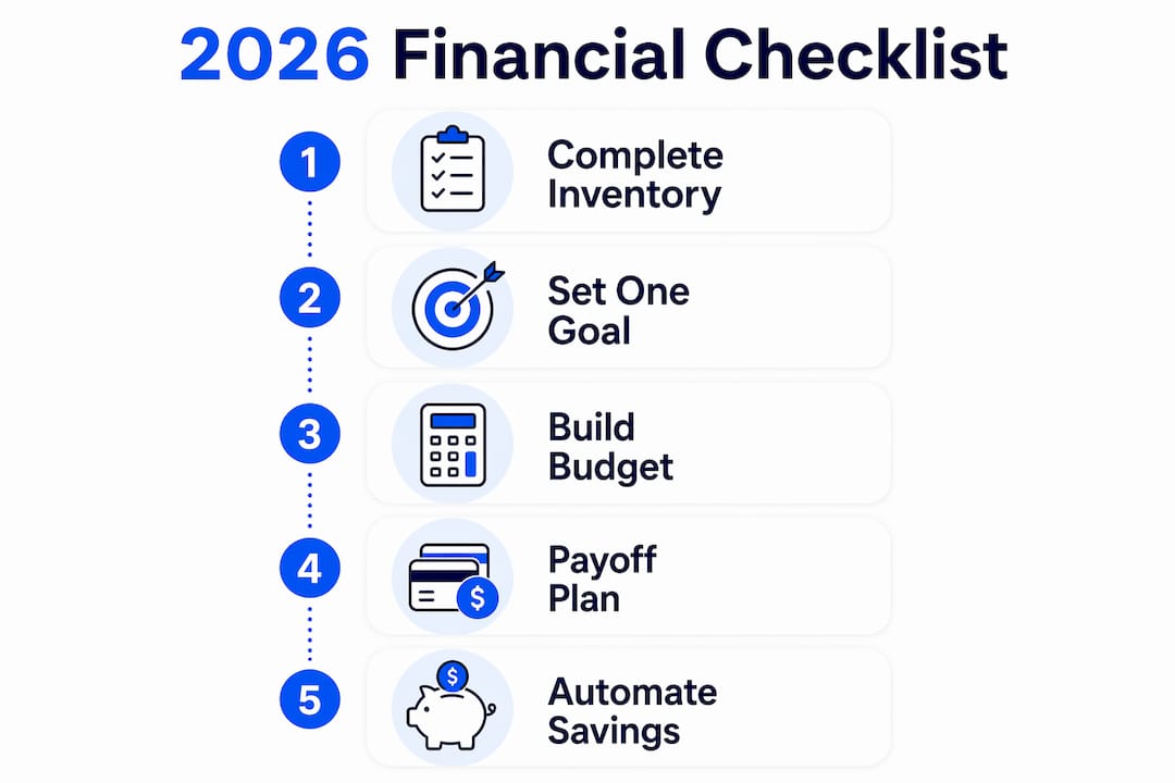 Infographic illustrating 2026 financial planning steps